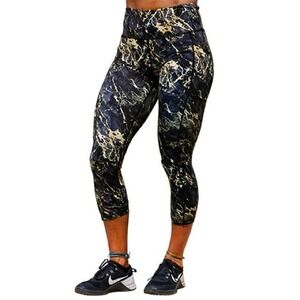 Constantly Varied Gear CVG Marble Print‎ Leggings Medium Black Gold Gym Workout
